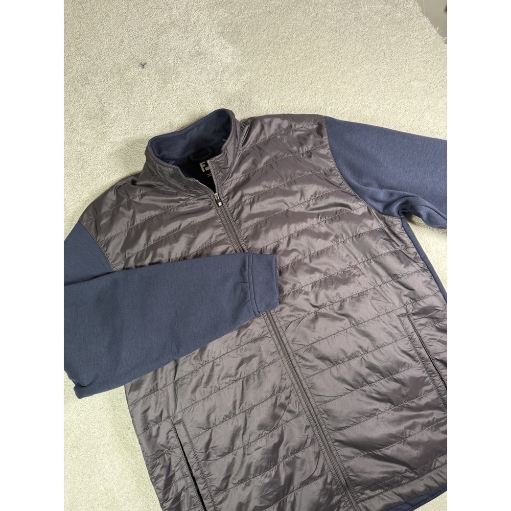 FootJoy FJ Hybrid Full Zip Golf Jacket Men's XL Navy Blue / Gray Quilted Thermal
